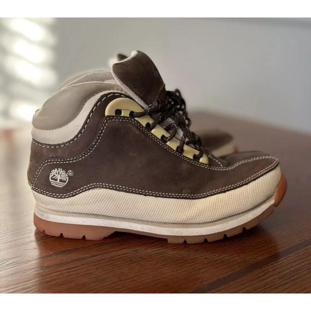 Timberland Euro Dub Boots ShoesBrown Cream Nubuck Leather Size 4M